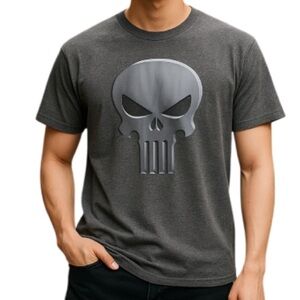 MARVEL Mens The Punisher Grey Graphic T-shirt Short Sleeve Size M